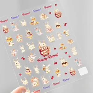 Kawaii bunny nail art stickers with kiss cut design for creative DIY manicures