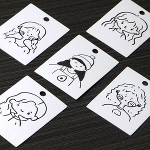 Minimalist white jewelry display cards with cute hand-drawn girls and hanging holes