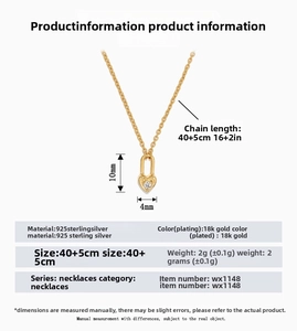 Detailed view of S925 silver heart lock necklace with dimensions 10mm x 4mm