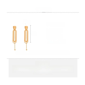 Detailed size and material specification sheet for gold double oval geometric earrings