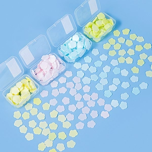 Portable flower soap sheets in colorful mini boxes for travel and hand washing