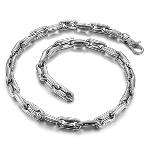 Men's silver stainless steel coffee bean chain necklace and bracelet with lobster clasp