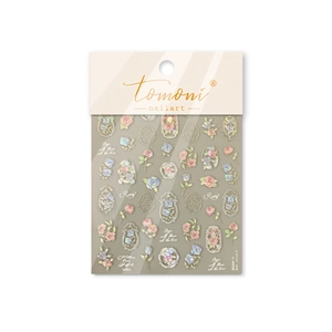 Shell luster floral nail stickers with vintage rose window patterns and golden textures