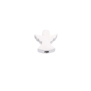 Polished stainless steel angel bead charm with mirror finish and pre-drilled hole
