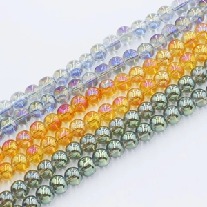 8mm colorful electroplated glass beads with high-gloss rainbow finish for DIY jewelry
