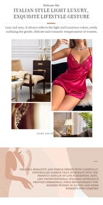 Detailed view of red silk satin pajama set with delicate lace trim and matching shorts