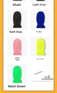 Three-hole knitted balaclava masks in seven vibrant colors for winter face protection