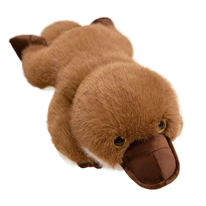 Plush platypus stuffed animal toy with soft brown fur and realistic cute details