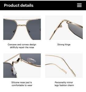 Detail view of gold metal frame sunglasses featuring durable hinges and soft silicone pads