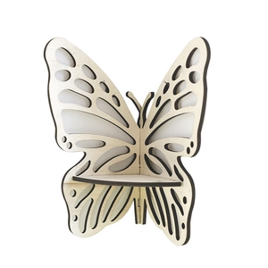 Minimalist butterfly wooden crystal shelf wall decor with laser cut hollow patterns