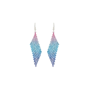 Boucles d'oreilles losanges en strass dégradé avec longs glands géométriques colorés