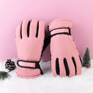 Pink winter ski gloves for men and women, thickened warm windproof and waterproof design