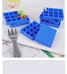 Close-up of blue 12-slot miniature crates for DIY dollhouse beverage storage