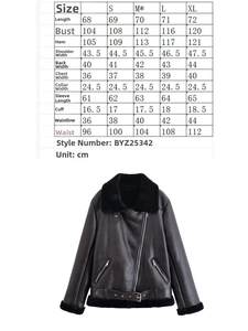 Tableau des tailles détaillé pour veste moto femme avec mesures de longueur et poitrine