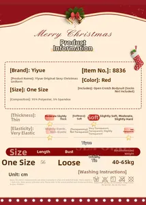 Tableau des tailles détaillé pour body de Noël avec mesures et spécifications tissu