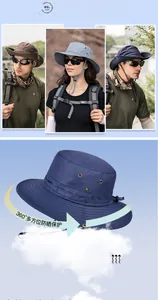 Detail view of quick-dry sun hat with 360 wide brim and adjustable windproof cord