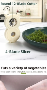 Kitchen scallion shredder tool with 12 stainless steel blades for vegetable julienne