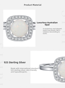 Macro detail of S925 sterling silver ring with opal stone and engraved hallmark