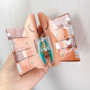 Cute acrylic orange fox hair clip with a transparent spring clamp for girls