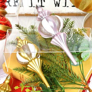 Pink and gold pointed onion Christmas ornaments with glitter and pearl finish for tree
