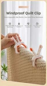 Detail showing bunny ear quilt clips with non-slip soft rubber and strong windproof grip