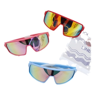 Kids sports cycling sunglasses with oversized mirrored lenses in multiple colors
