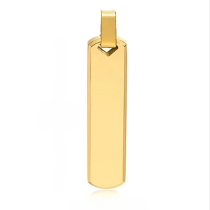 Golden rectangular stainless steel bar pendant necklace with high polished finish