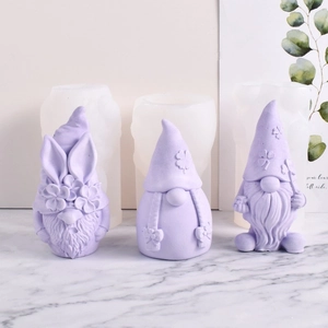 Trois moules en silicone de gnomes et figurines en plâtre pour loisirs créatifs de Pâques