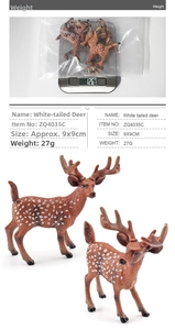 Detailed size and weight specs for realistic white-tailed deer forest animal toy model