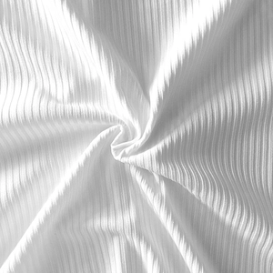 Detailed macro shot showing the white vertical ribbed texture and soft knit fabric structure