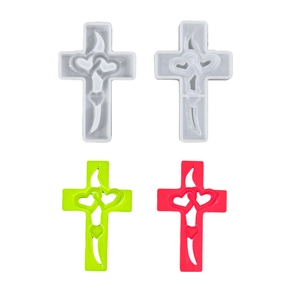 Stampo in silicone per resina con design a croce e doppio cuore per fai da te