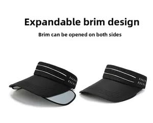 Detail of adjustable black sun visor showing the extendable brim mechanism and side lettering