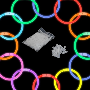Colorful disposable glow sticks set with connectors for parties and outdoor events