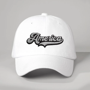Casquette de baseball en coton blanc avec broderie America vintage ajustable