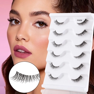 Macro detail of natural half-lash set style YK404 for elegant cat-eye lash extension