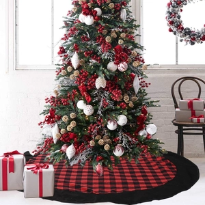 Buffalo Plaid Christmas Tree Skirt Flannel Round Rustic Holiday Party Floor Decor Classic Ornaments