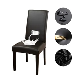 Waterproof PU leather chair cover showing spill resistance and stretch durability testing
