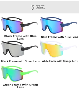 Detailed grid view showcasing five vibrant color variations of youth cycling sunglasses
