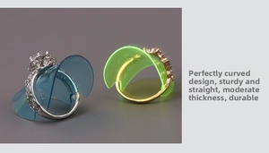 Detail of flexible ring size adjuster showing curved thickness and material durability