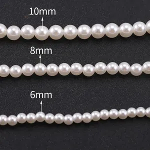 Detail view of 6mm, 8mm, and 10mm round beads for men's single-layer pearl necklace