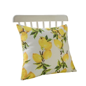 Waterproof lemon print tablecloth and cushion with fresh yellow fruit patterns