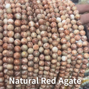 Natural Red Vein stone beads for DIY jewelry making with round spherical texture