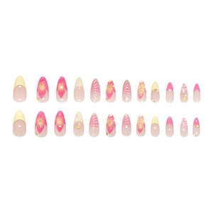 3D starfish and pearl floral press-on nails set with shell texture and pink flowers