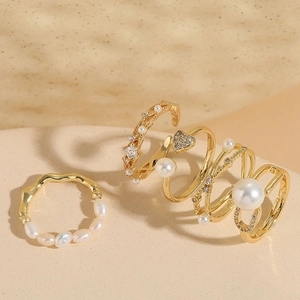 Adjustable Ring For Women Copper 14K Gold Plated With Freshwater Pearl And Zircon French Retro Minimalist Jewelry