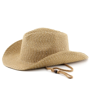 Western straw cowboy hat with heart top and glitter sequins for beach sun protection