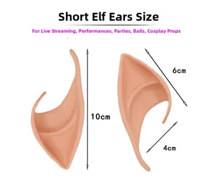 Detailed size chart for 10cm short latex elf ears cosplay props showing dimensions