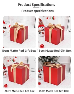 Matte red gift box with gold ribbon in four sizes 10cm to 25cm for festive decor
