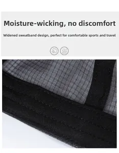 Detail view of the wide moisture-wicking sweatband inside a breathable mesh baseball cap