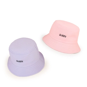 Bobs en coton rose et violet avec broderie QUEEN noire, style urbain et tendance actuel