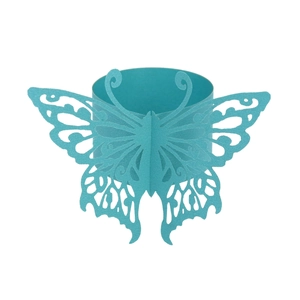 Detailed laser-cut turquoise butterfly paper napkin ring for elegant wedding table decor